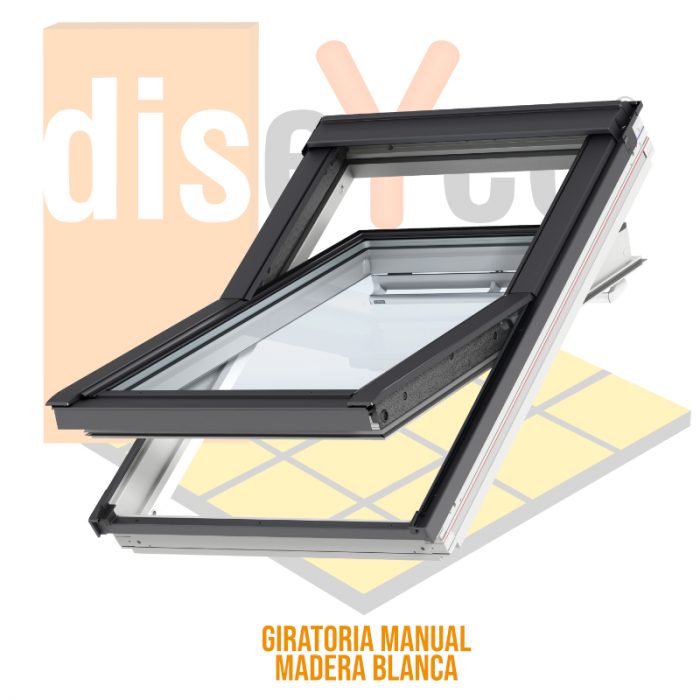 Ventana VELUX de apertura giratoria GGL madera pintada blanca - Imagen 2