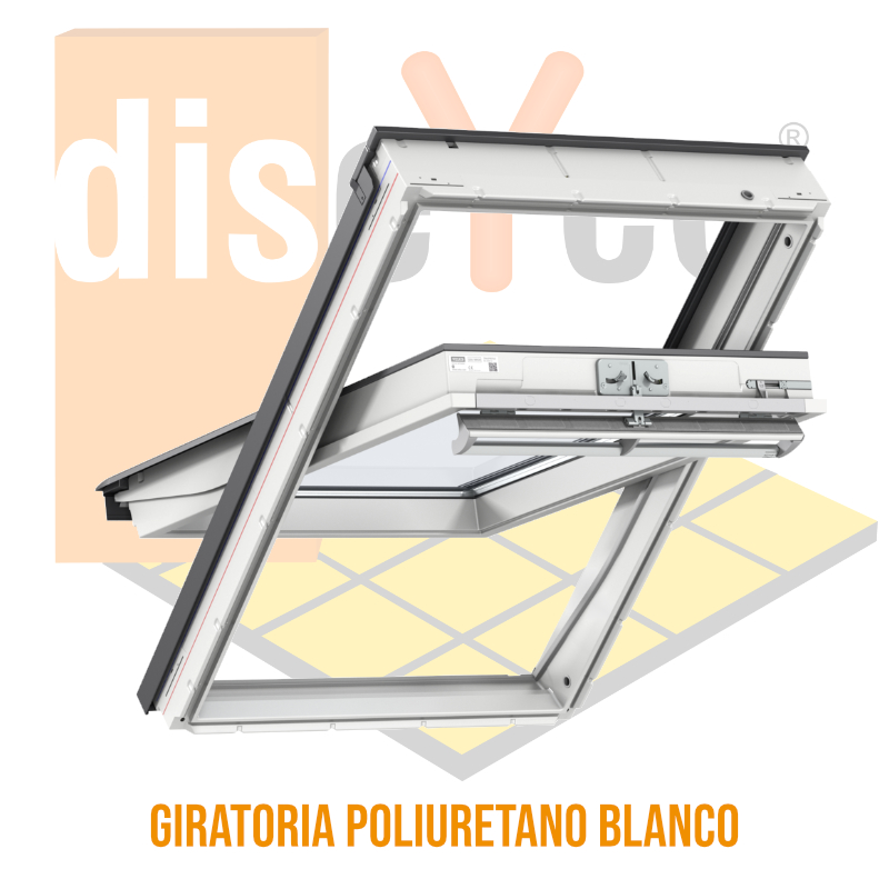 PLANTILLA ARTICULOS TIENDA Ventana VELUX de apertura giratoria Manual GGU poliuretano blanco - Imagen 1