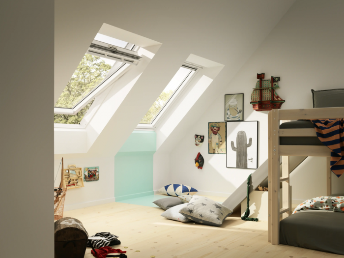 Ventana VELUX GPL proyectante manual pintada en blanco - Imagen 2